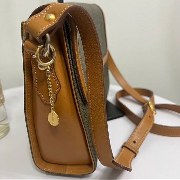 Nina Ricci Paris Crossbody Shoulder Bag Olive & Brown with Leaf Logo Vintage - Picture 4 of 9